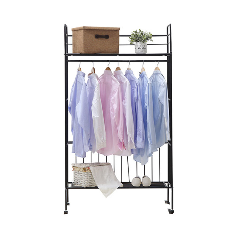 BOGER Storage Clothes Rack with Wheels Double Rails Clothing Rack for Indoor Bedroom Clothes Rack