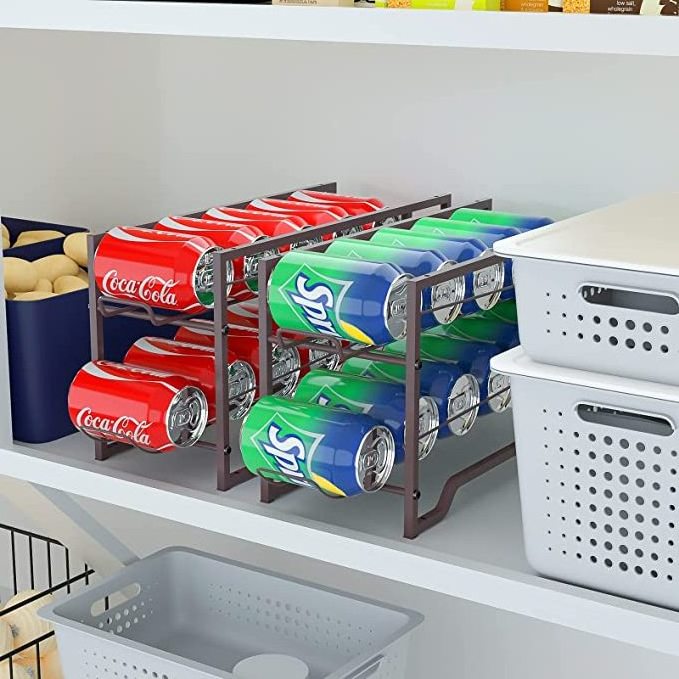 Soda Can Beverage Dispenser Rack Stackable Can Storage Organizer for pantry or Refrigerator- Dispenser