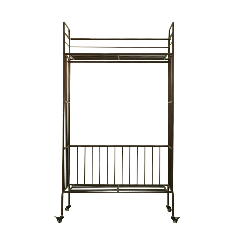 BOGER Storage Clothes Rack with Wheels Double Rails Clothing Rack for Indoor Bedroom Clothes Rack