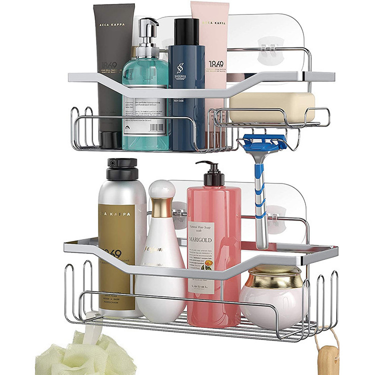 Wall Metal Kitchen Storage Organizer Bathroom Rack Shower Storage Rack No Drilling Shower Shelf for Bath Essentials Shampoo