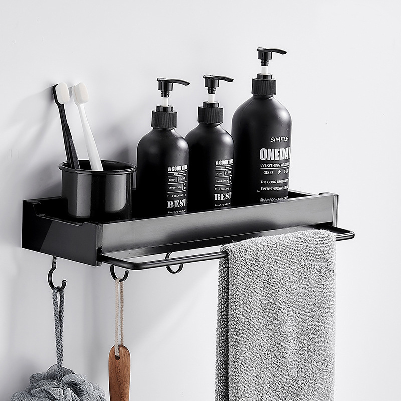 2 Pieces Black Shower Caddy With 1 Soap Holder Wall Mounted Bathroom Shelf Rack Bathroom Towel Racks For Beauty Organizer