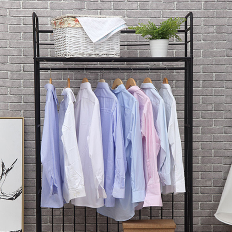 2 Tiers Garment Rack with Storage Shelves Removable Sliding Hanging Rods Free Standing Clothes Rack