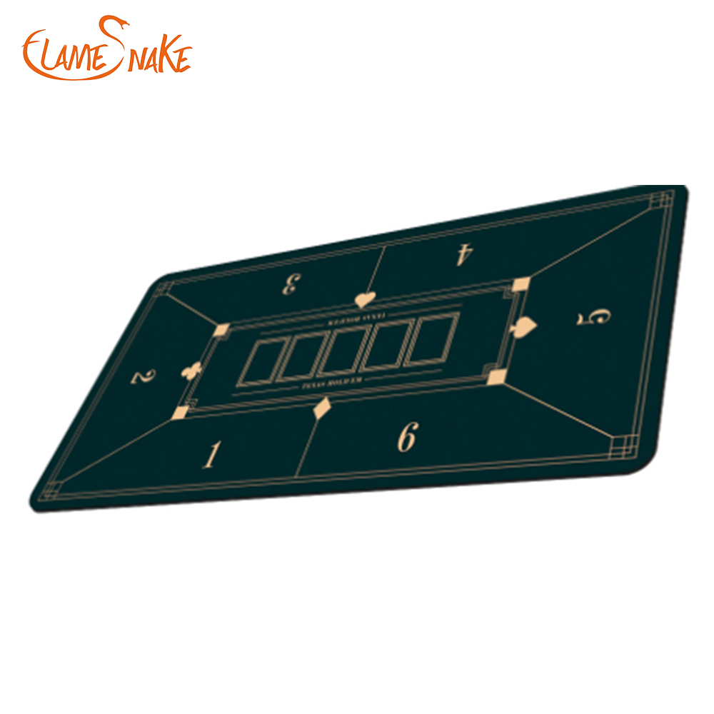 Green Line 10 players Texas Hold'em rubber mat poker table mat folding portable poker table mat