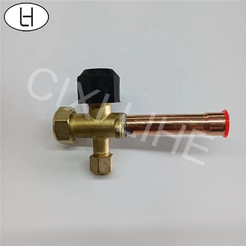 High pressure 1/4 split valve for air conditioner parts refrigerant charging valve AC copper straight valve