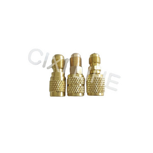 Connector Adapter 1/4" SAE Brass Adapter for Charging Hose Refrigeration Connector Access Valve