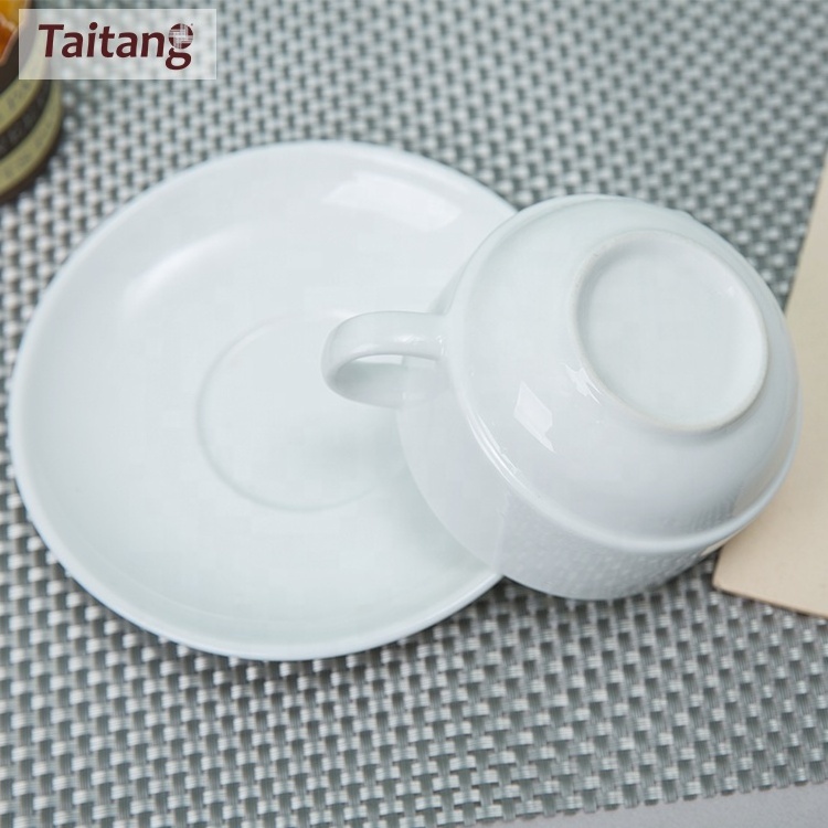 Wholesale Plain white Elegant Ceramic Coffee Tea Set Ceramic Coffee Cup And Saucer