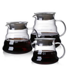 Custom logo 300/500/700ml borosilicate glass pour over coffee maker portable drip pot kettle server for travel camp tea