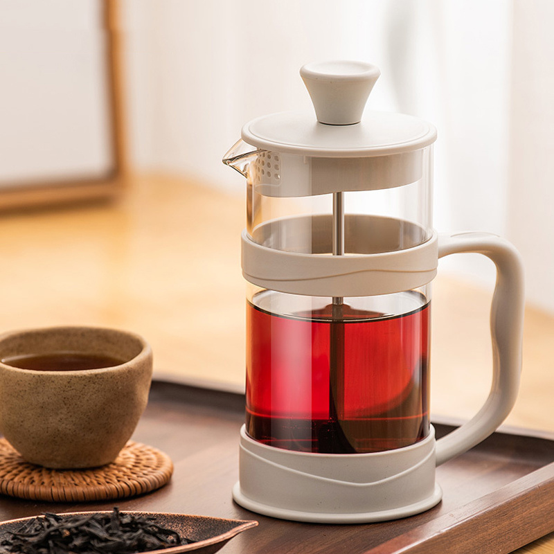 wholesale white pp handle French Press Coffee Maker 12oz 27oz 34oz with 3 Level Filtration System Glass French Coffee Press