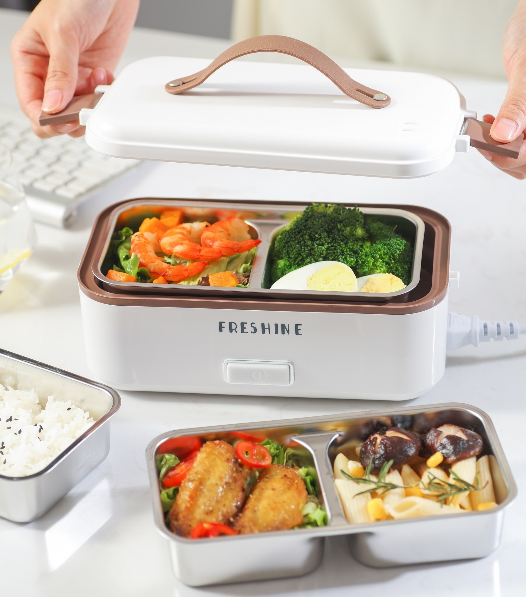 Portable 800ML Car Home School Use Hot Thermo Heated  stainless steel Food Warmer Container Electric Bento Lunch Box