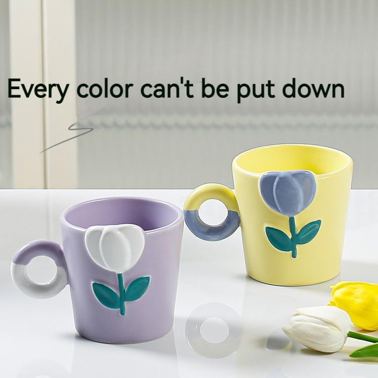 Wholesale custom 350ml 12oz vintage retro diner style classic flower shape coffee mug creative ceramic coffee thick diner mug