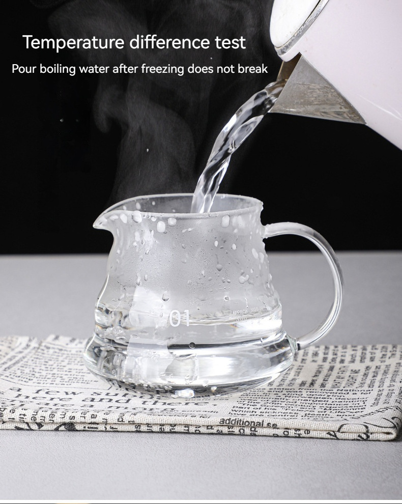 Custom logo 300/500/700ml borosilicate glass pour over coffee maker portable drip pot kettle server for travel camp tea