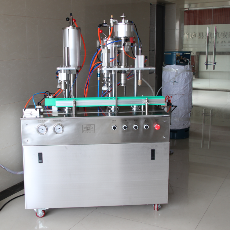 Semi automatic small aerosol can filling machine for cooking oil spray aluminum can