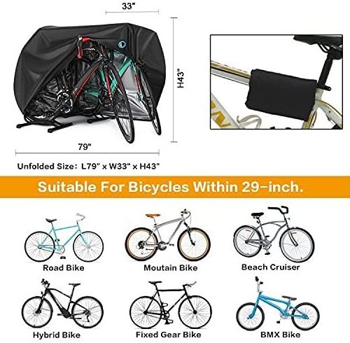 Bike Cover for 2 or 3 Bikes Outdoor Waterproof Bicycle Covers Rain Sun UV Dust Wind Proof with Lock Hole for Mountain Road Elect