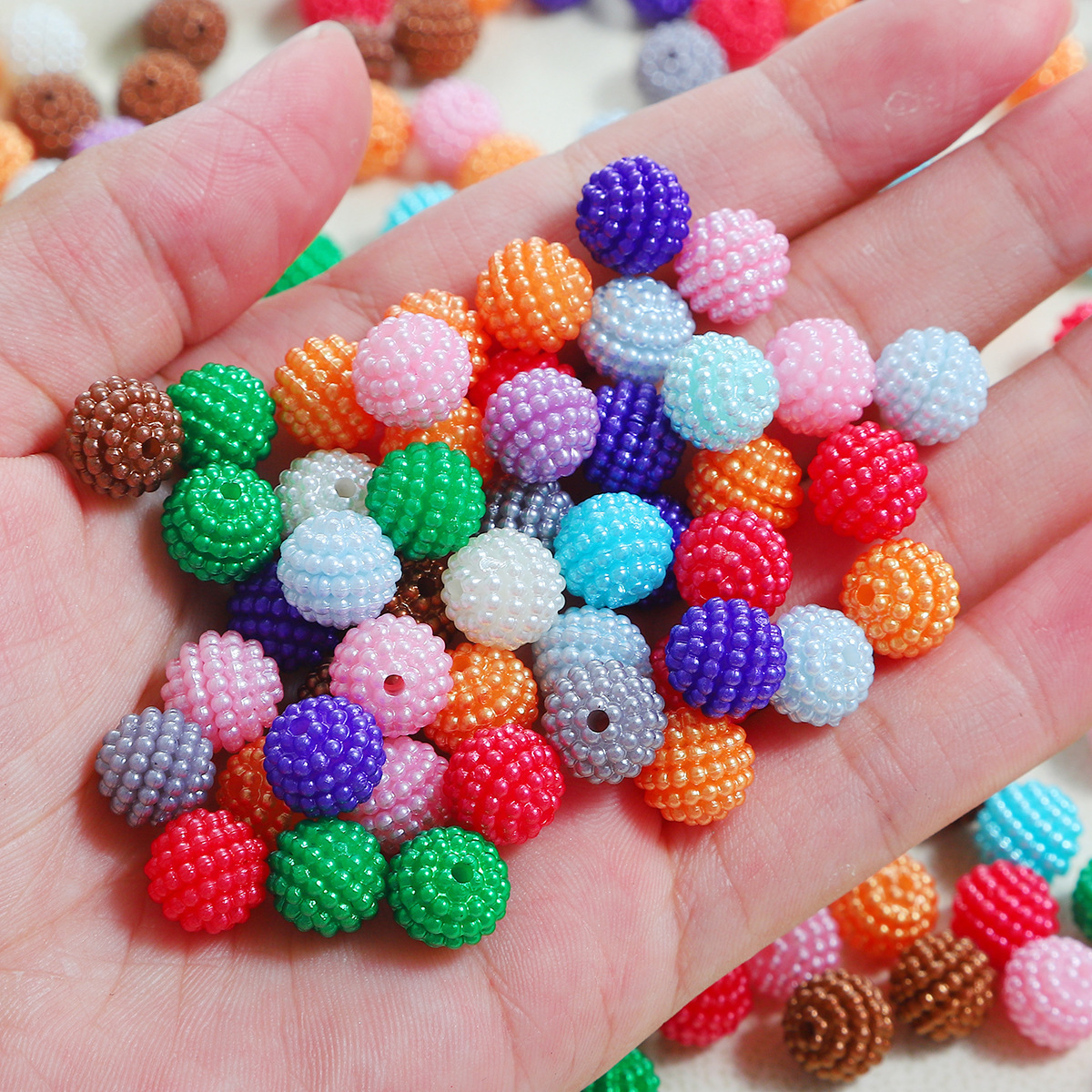 high quality 500g /bag Candy color solid color  bayberry ball loose beads plastic pearl beads for jewelry making