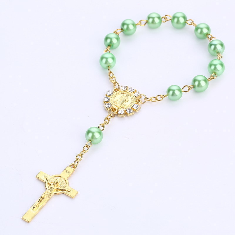 Fashion Glass Pearl Beads Mini Rosary,Religious Prayer Beads Wholesale Jewelry Rosary Men Bracelet