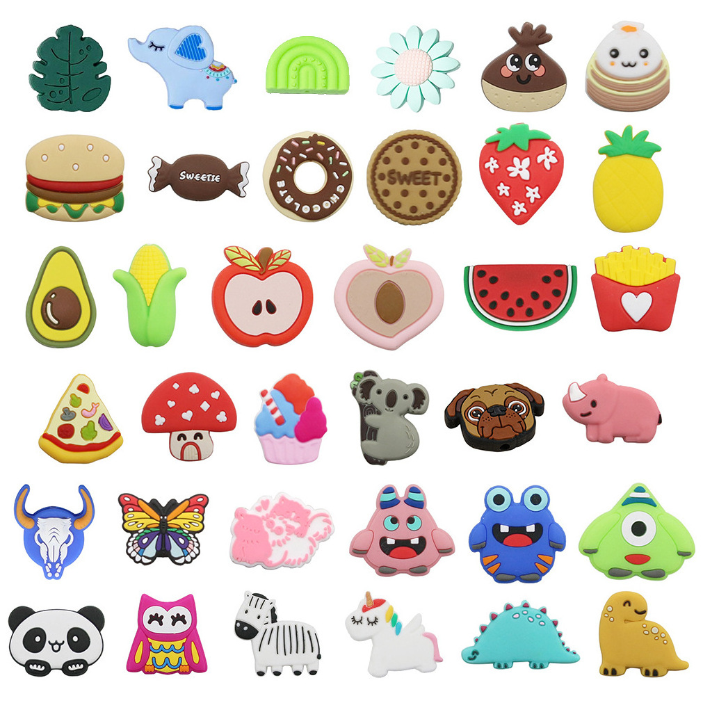 Hot sale baby teether focal beads good quality animal shape silicone focal beads for pen making