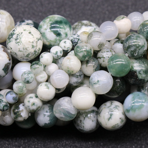 Wholesale moss agate 4mm 6mm 8mm high quality loose round natural stone beads for jewelry making