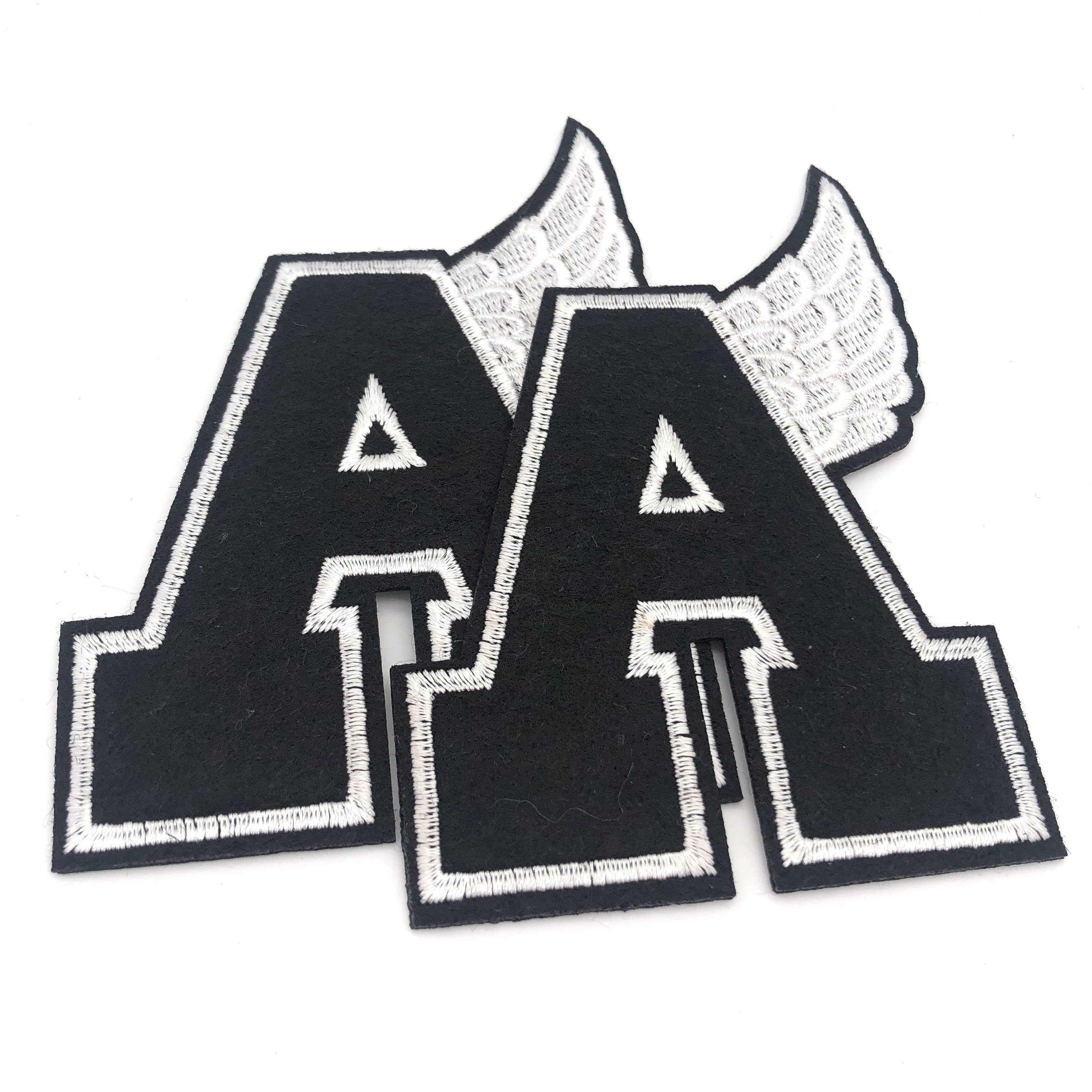 Wholesale Iron On Back Angel Wing Letter Embroidery Patches With Backing Glue