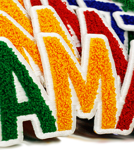 Wholesale Custom Embroidery Chenille Patches Iron Letters No Minimum