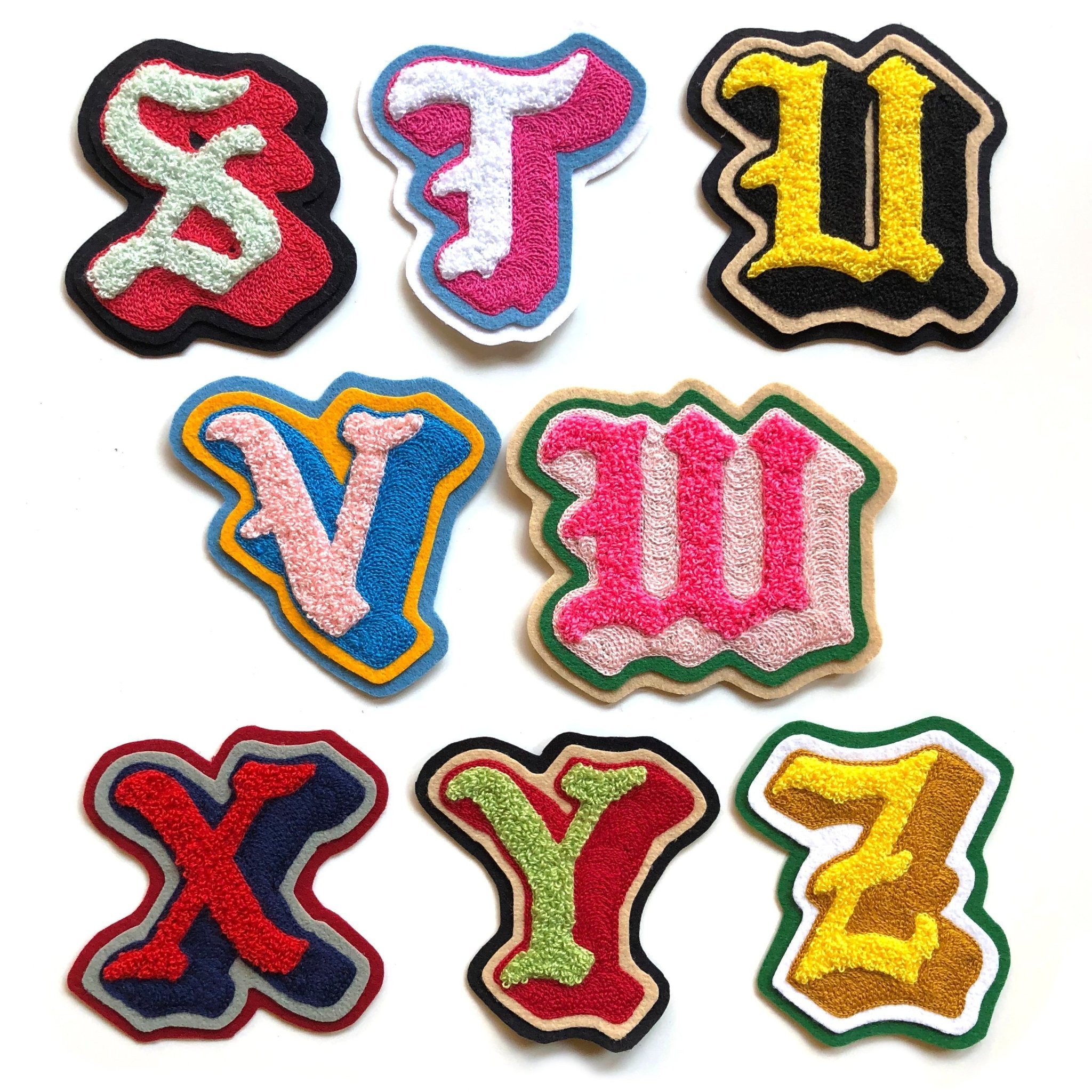 Wholesale Custom Embroidery Chenille Patches Iron Letters No Minimum