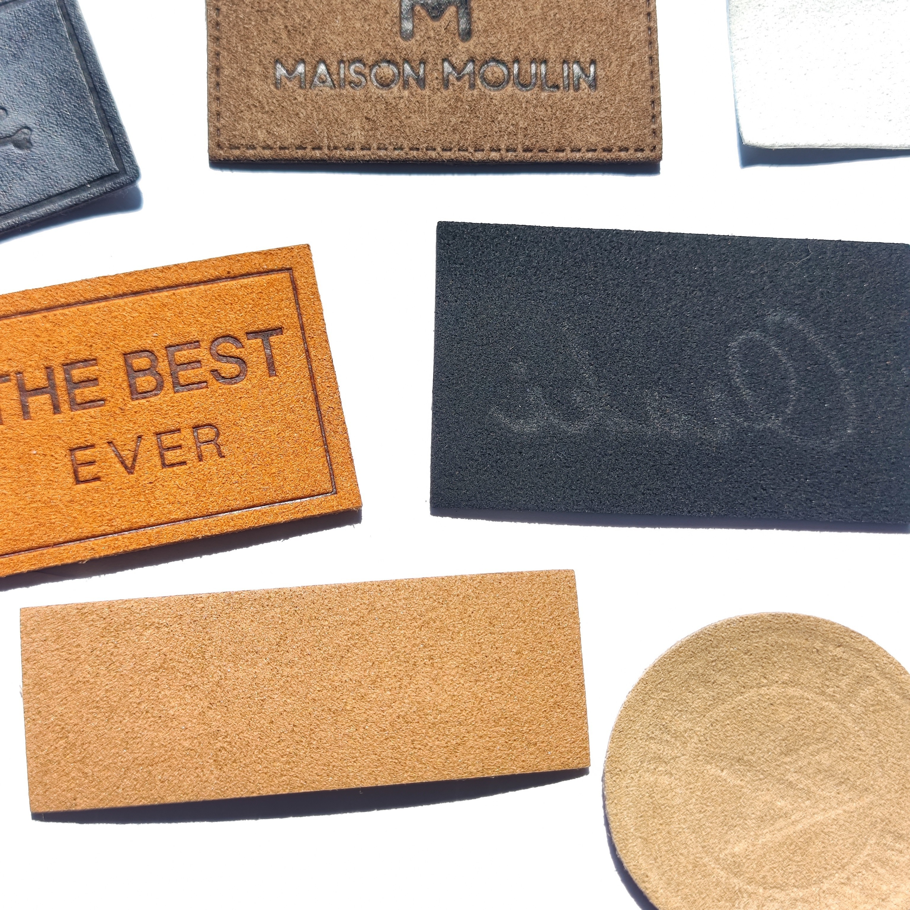 Custom Heat Press Leather Patches Garment Embossed LOGO Iron On Custom Pu Leather Label Tag Leather Patch For Clothing