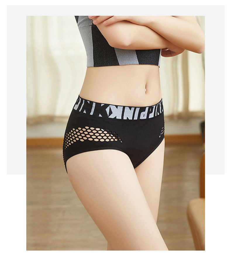 New Trendy Hollow Briefs Sports Fitness Mid Waist Breathable Young Girls Used Panties