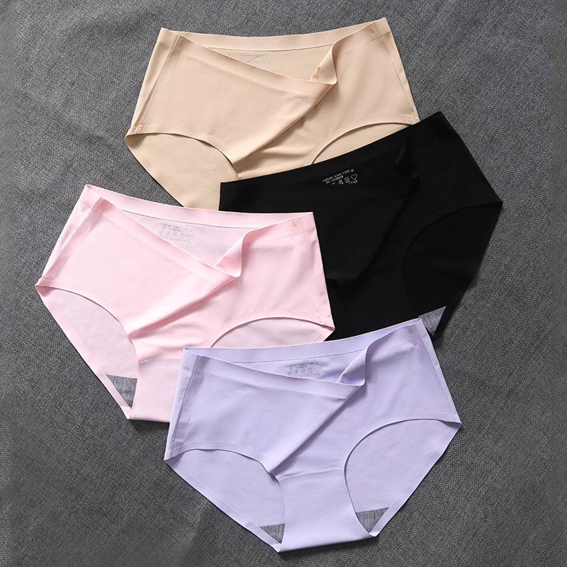 Women's  Ice Silk Seamless Breathable Mid Waist Sexy Butt Lift Panties