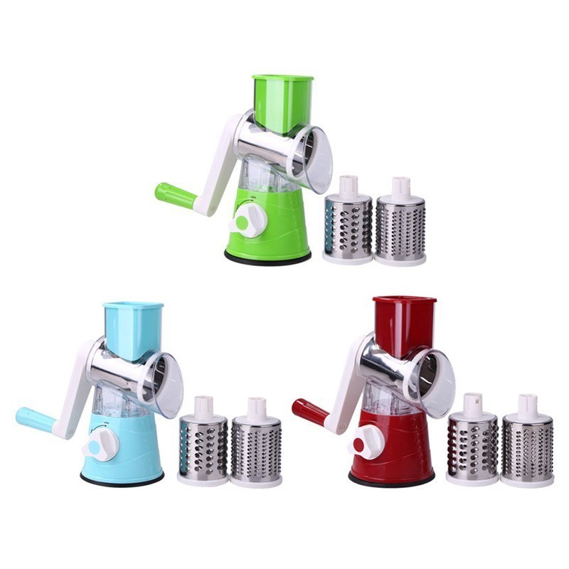 Factory Price Rotary Cheese Grater Shredder Kitchen Manual Vegetable Slicer Nuts Grinder with 3 Stainless Steel Drum Blades