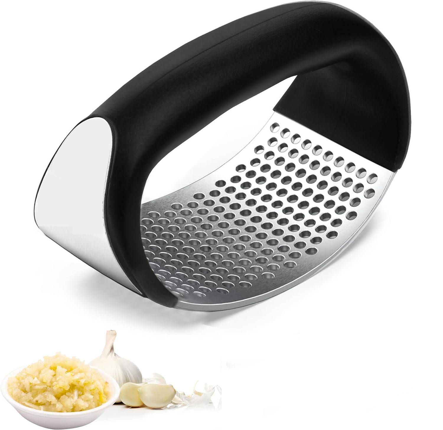 304 Food Grade Garlic Crusher ABS Handle Stainless Steel Garlic Press Mincer and Crusher Rocker