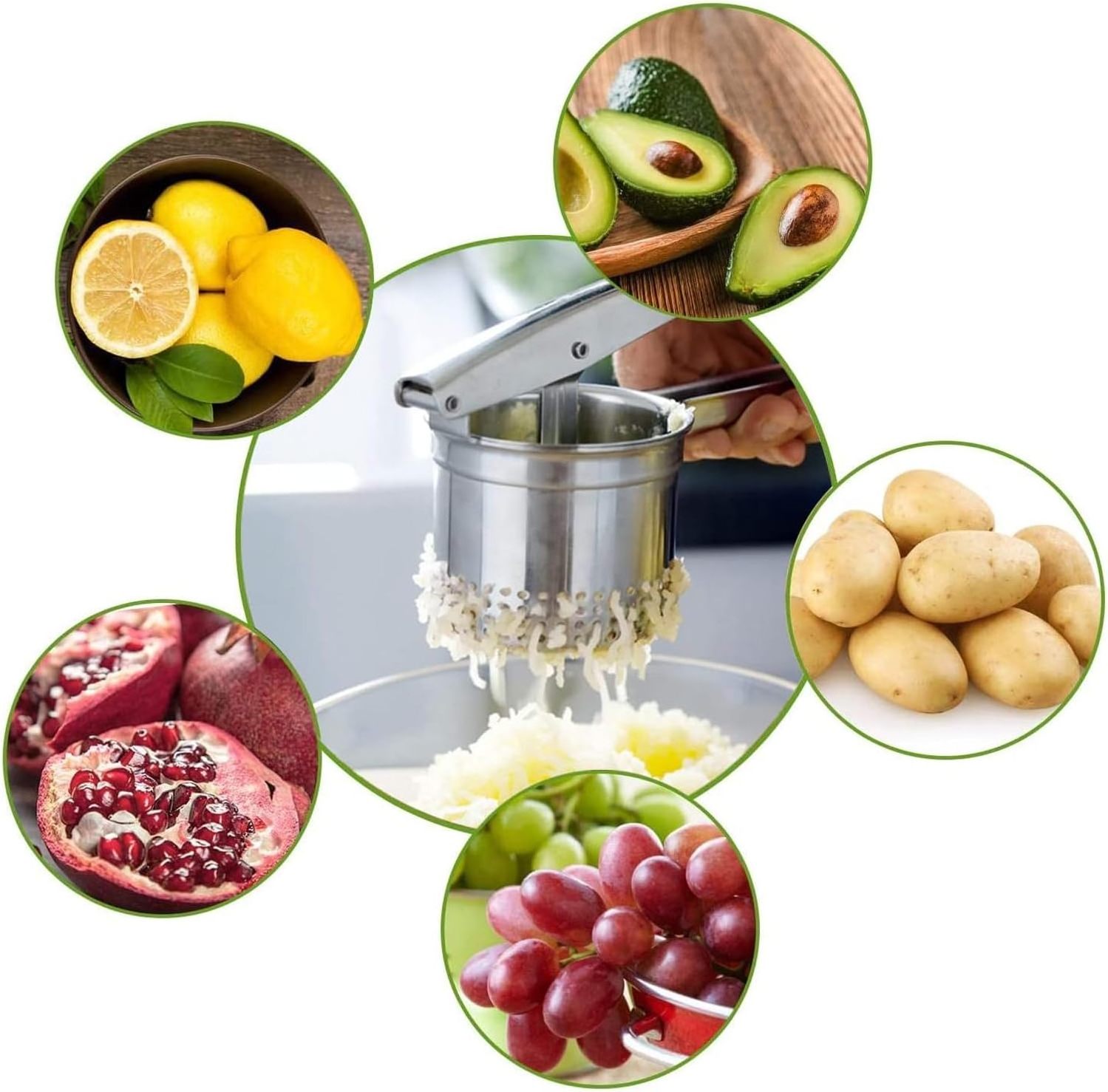 Heavy Duty Stainless Steel Potato Masher and Ricer Kitchen Tool Press and Mash Kitchen Gadget for Fruits Vegetables Baby Food