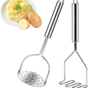 Stainless Steel Heavy Duty Metal Potato Masher With Mirror Polish Potato Ricer Food Masher Utensil For Avocado Vegetable Fruit