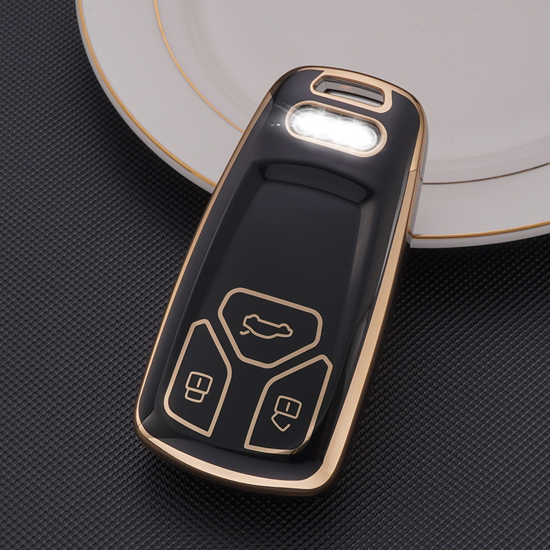 Spot accessories automotive silicone 19 Audi A3 A1 S3 key cover Q3 R8 TT Q7 A6L foldable car key chain shell high-end