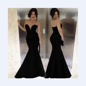 Simple Sweetheart Mermaid Thailand Black Evening Long Prom Dresses