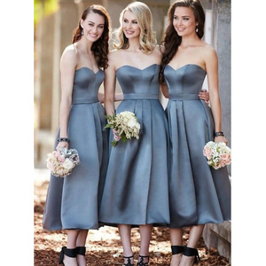 Satin Women A-line Discount Grey Bridesmaid Dresses