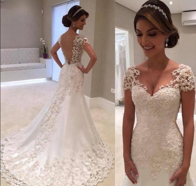 Hot Sale Western Girls Train Changing Bridal Dress