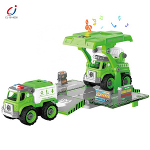 Chengji assembled diy kids screw take apart toys games disassembly engineering truck toy car garage parking lot kids toy