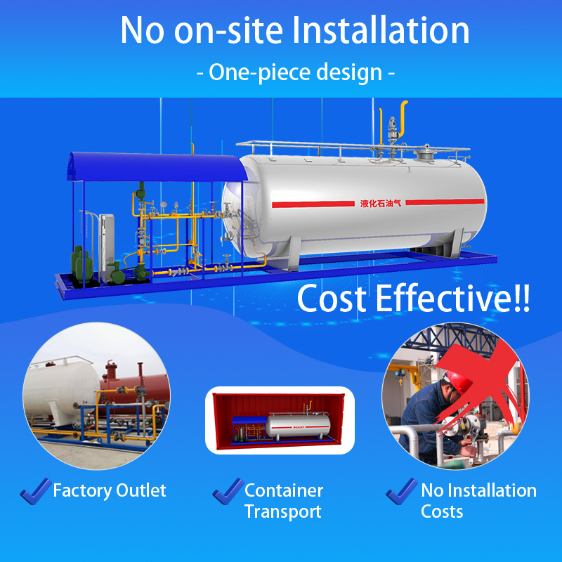 5 Tons Mobile LPG Filling Station 10,000Liters LPG Gas Station Filling Plant lpg skid tank with dispenser