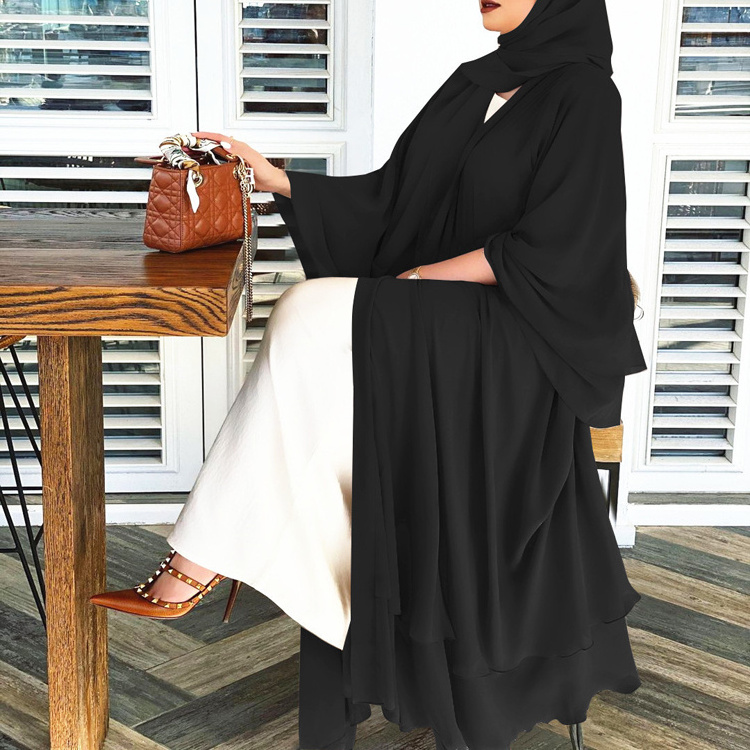 Long Sleeves Muslim Chiffon Open Abaya Women Modest Fashion Kimono Dress Robe Turkey Kaftan Femme Caftan Islam Clothing Ramadan