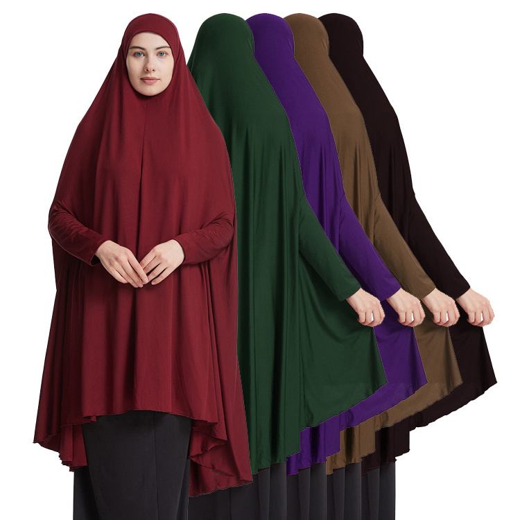 Hot Wholesale Extra Long Bat Sleeve Milk Silk Amira Hijab Khimar Dress Burkas Clothing for Women Prayer Niqab Dress Burqa