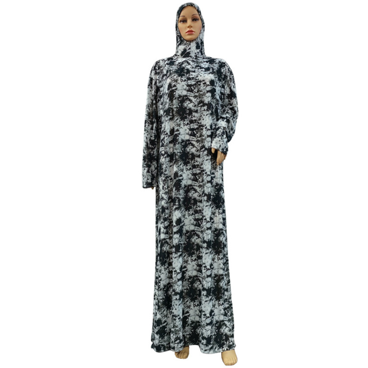 Hot Model African Dakar Muslim Womens Tie Dyeing Print Hooded Abaya Thioup Prayer Gowns Kaftan Dress Hijab Dubai Saudi Robe