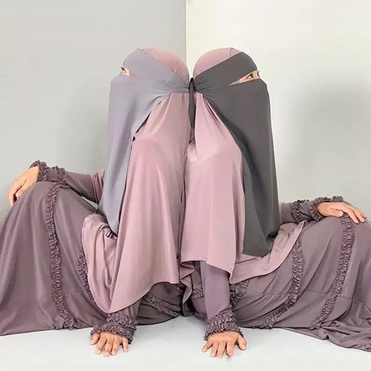 Islamic Clothing Niqab Burqa Veil Scarf Muslim Women Headwear Solid Color Headcover Arab Dubai Saudi Turkey Indoesia Hijab