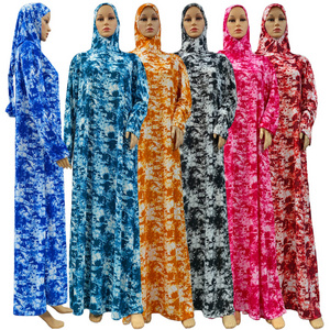 Hot Model African Dakar Muslim Womens Tie Dyeing Print Hooded Abaya Thioup Prayer Gowns Kaftan Dress Hijab Dubai Saudi Robe