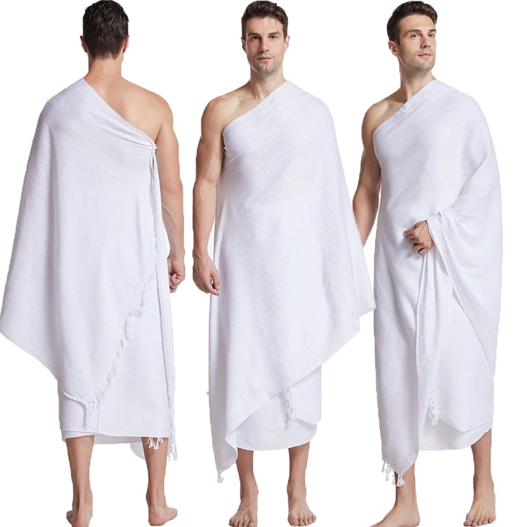 2Pcs/Pack Ihram Umrah Muslim Arabia Hajj Towel Men's Prayer Shawls Middle East Islamic Worship Pilgrimage Hydrophilic Costume