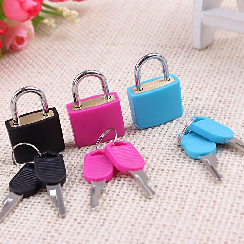 Key Safe Colored Plastic Shell Padlock Student Schoolbag Locks Diary Small Piggy Bank Locks with Master 2 Keys