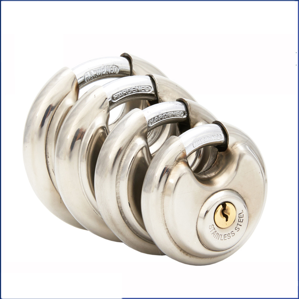 Good quality 70mm Stainless Steel Rustproof Outdoor Round  Disc  Padlock with Hardened Shackles