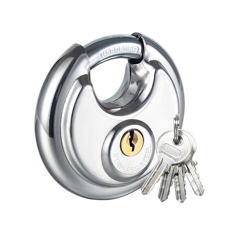 Good quality 70mm Stainless Steel Rustproof Outdoor Round  Disc  Padlock with Hardened Shackles