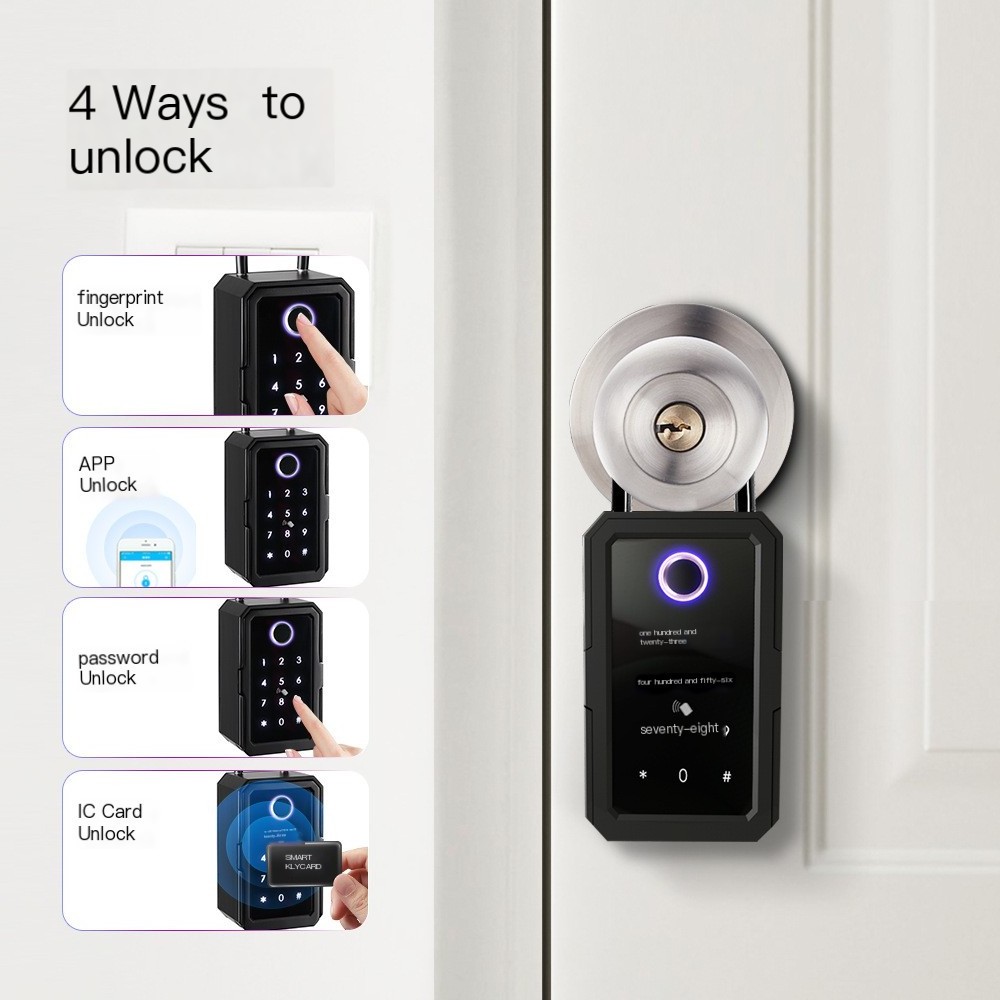 Waterproof Safe Electronic Digital Fingerprint Intelligent Smart Lock Combination Storage Smart Key Box for House Key Storage