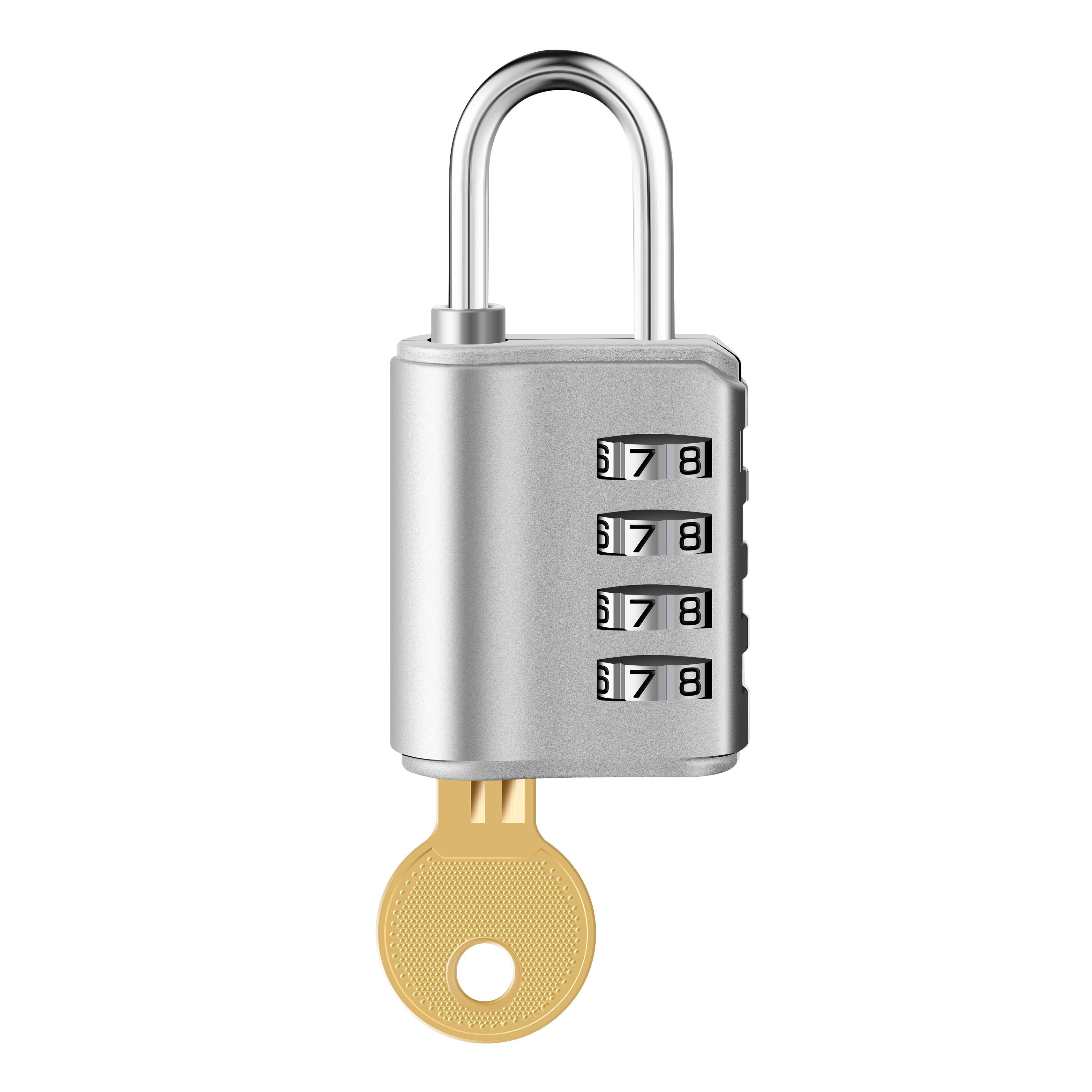 sliver zinc alloy password 4 digit resettable combination padlock with master key