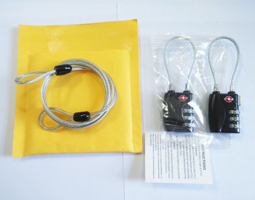 TSA-719 Twin packing 2pcs keyless TSA cable lock colored padlock