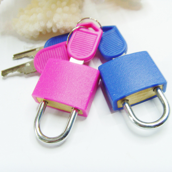 wholesale 20mm plastic ABS cover small brass colorful padlock with key